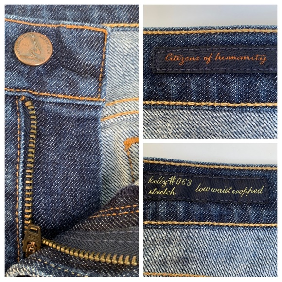 CITIZENS OF HUMANITY Kelly Low Waist Cropped Stretch Dark Wash Jeans 26 Vintage - Picture 5 of 8